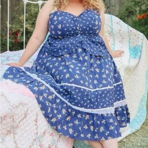 Gunne Sax for ModCloth Blue Floral skirt
